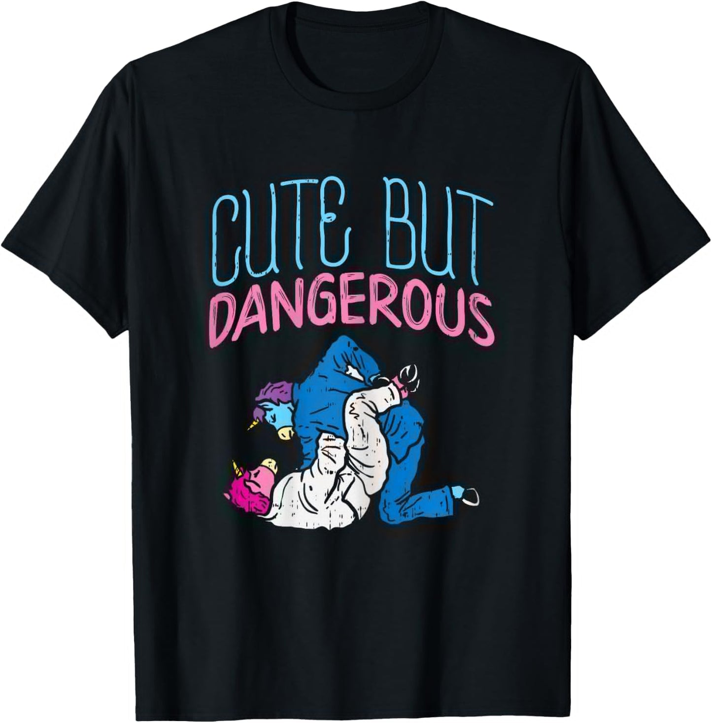 BoredKoalas Cute But Dangerous Jiu Jitsu Unicorn Funny Martial Arts Gift - Women's Black X-Small Modern Cartoon T-Shirt - T-Shirt | Black