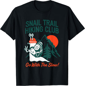 Snail Trail Hiking Club Go With The Slow Design T-Shirt - T-Shirt | Black