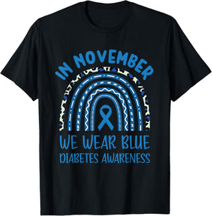 In November We Wear Blue Diabetes Awareness T-Shirt - T-Shirt | Black
