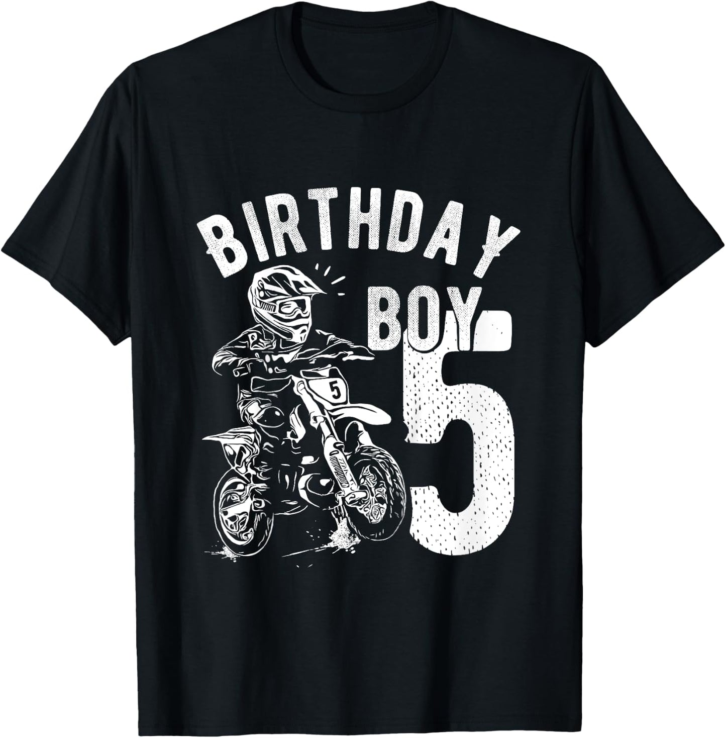 Kids 5 years old kid - Birthday boy - Dirt bike - Motorcycle T-Shirt - T-Shirt | Black
