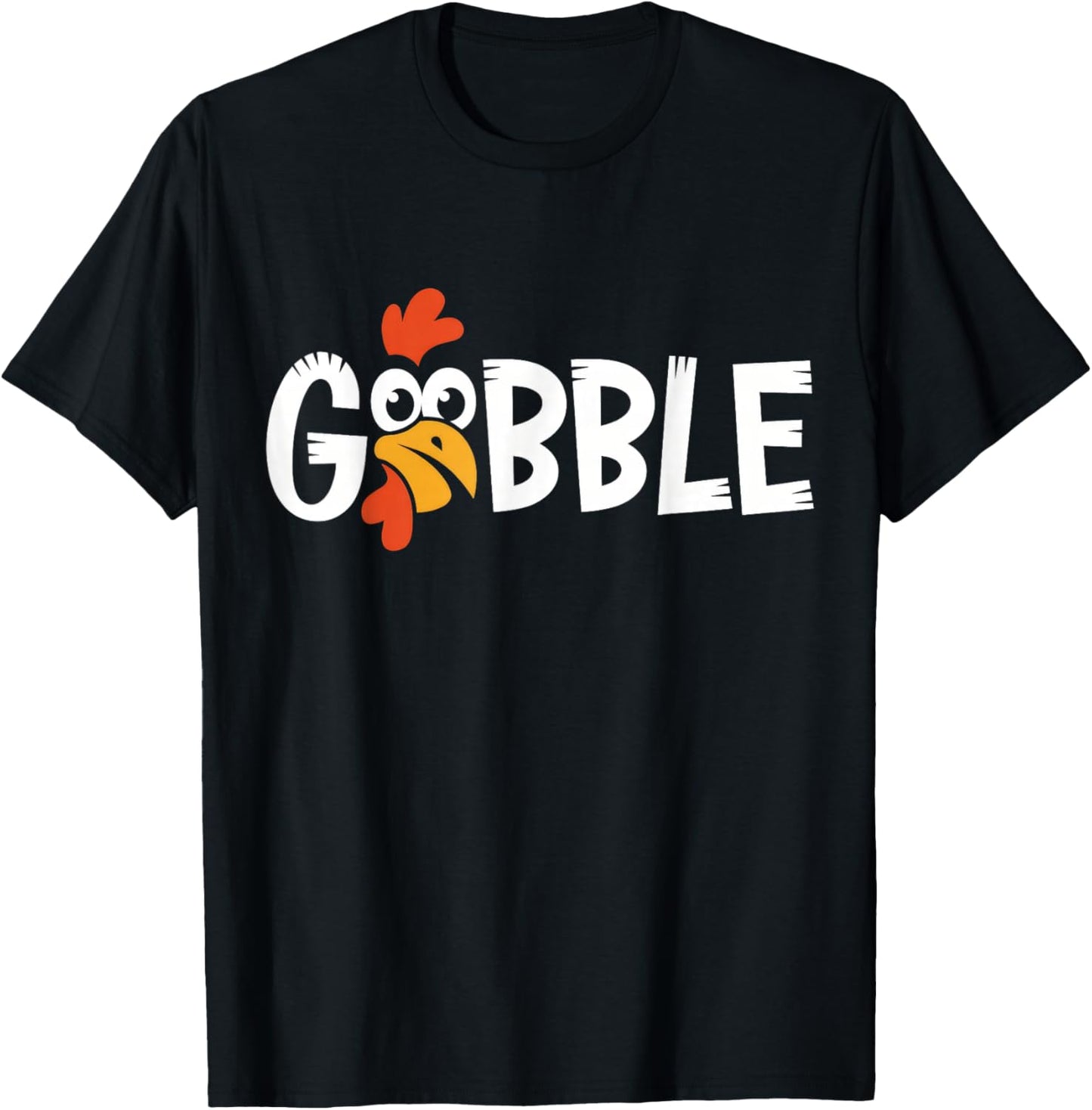Cute Gobble Gobble Turkey Pilgrim Little Boys Thanksgiving T-Shirt - T-Shirt | Black