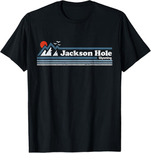 Retro Jackson Hole Wyoming Mountain Vintage Ski Souvenir T-Shirt - T-Shirt | Black