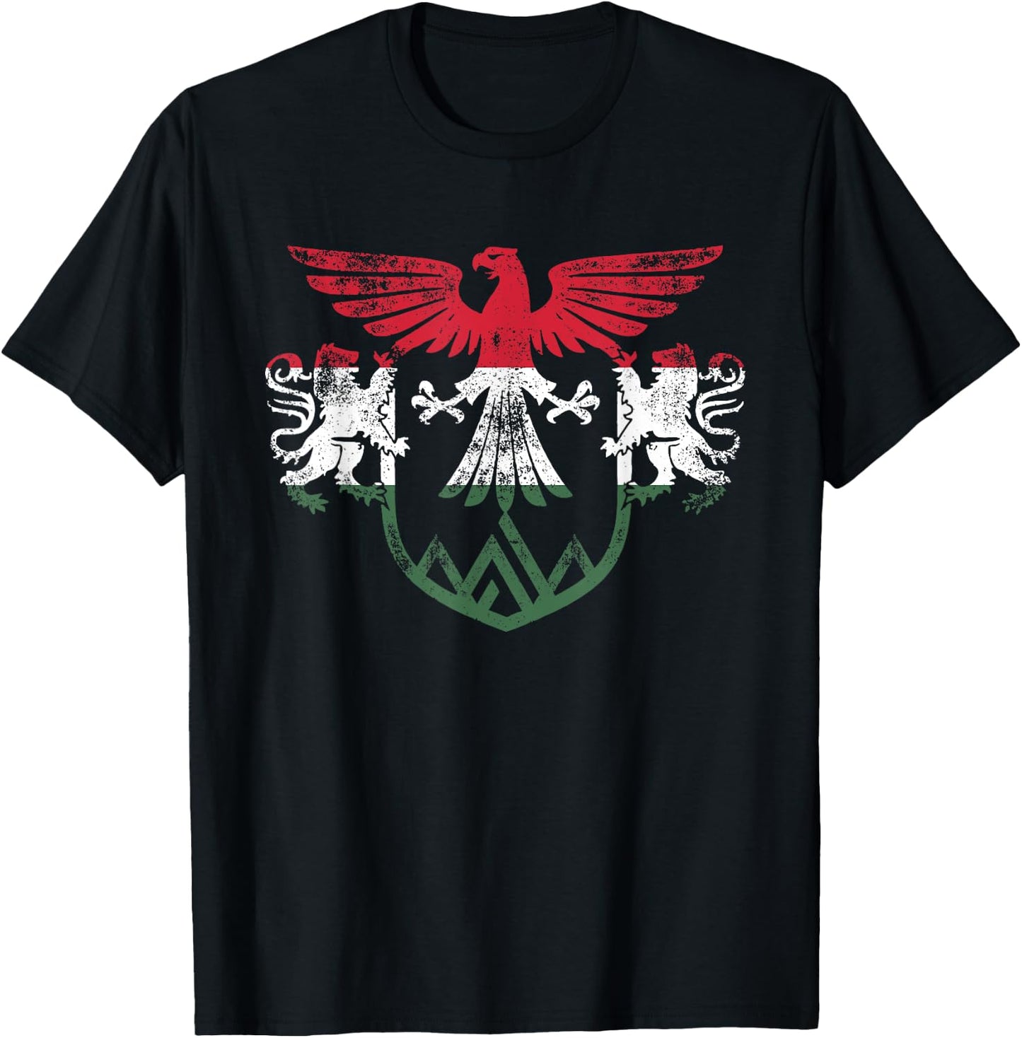 Hungary Lions and Eagle Symbol - Hungarian Flag T-Shirt - T-Shirt | Black