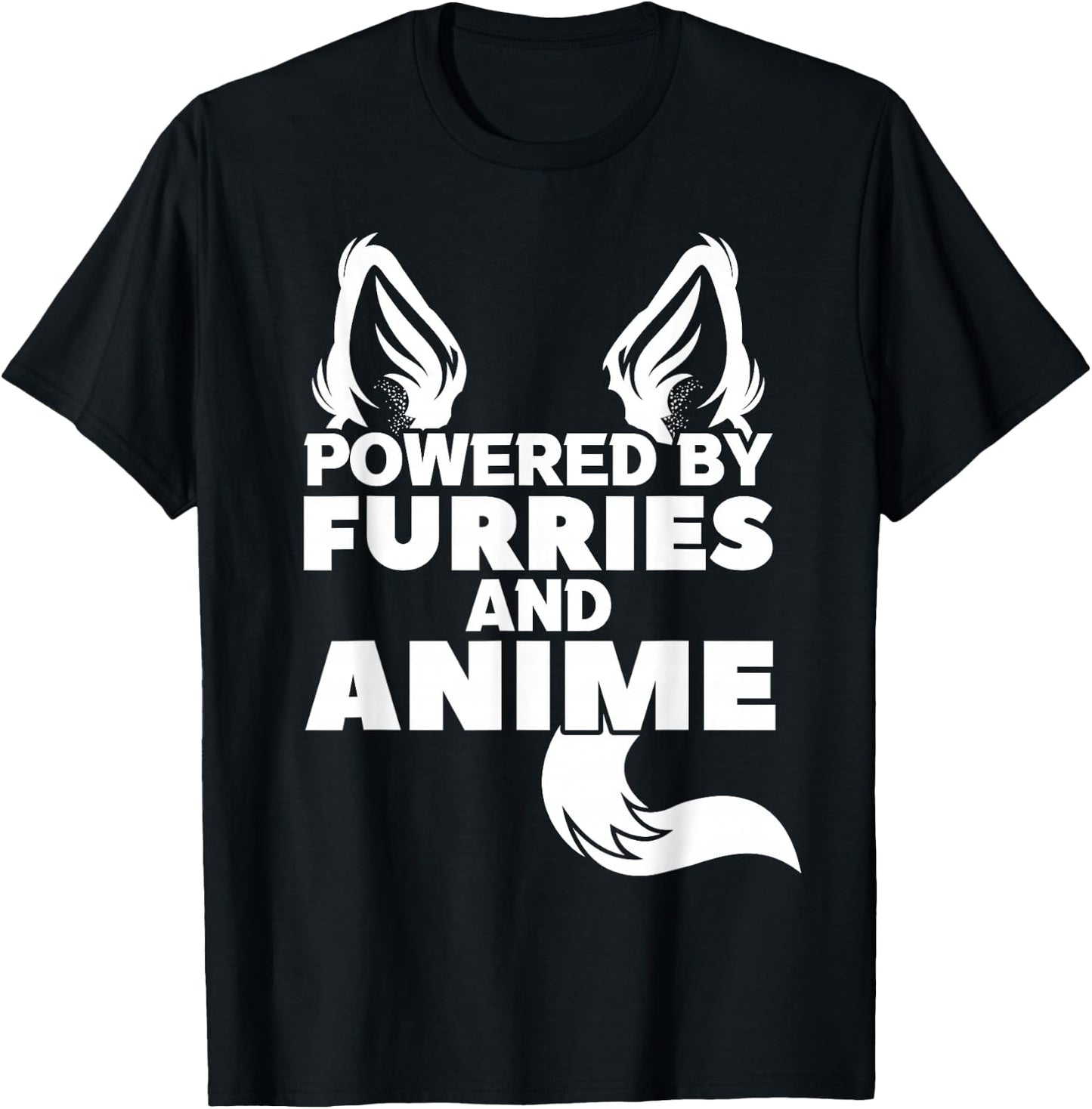 Powered by Furries and Anime Furry T-Shirt - T-Shirt | Black