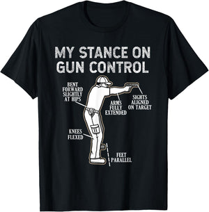 My Stance On Gun Control 2nd Amendment Distressed T-Shirt - T-Shirt | Black
