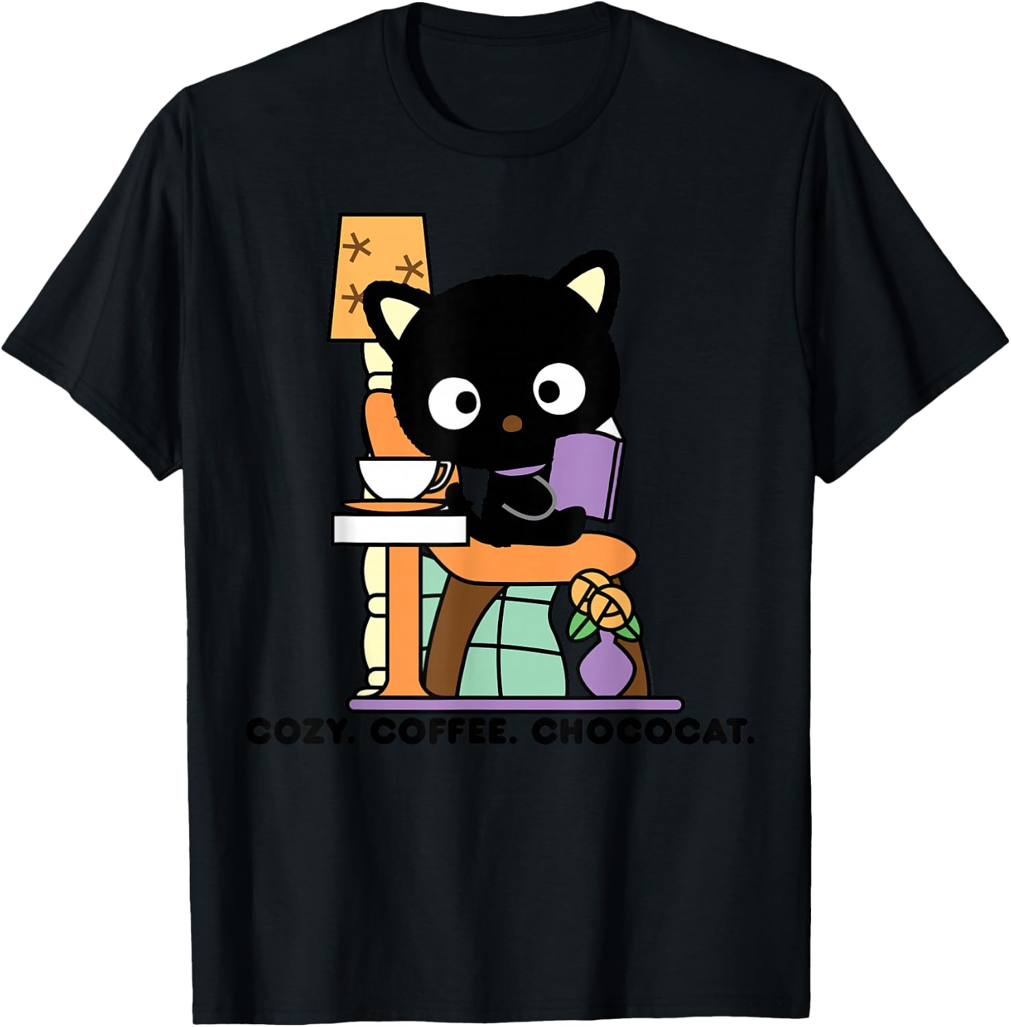 Chococat Cozy Coffee Cafe T-Shirt - T-Shirt | Black