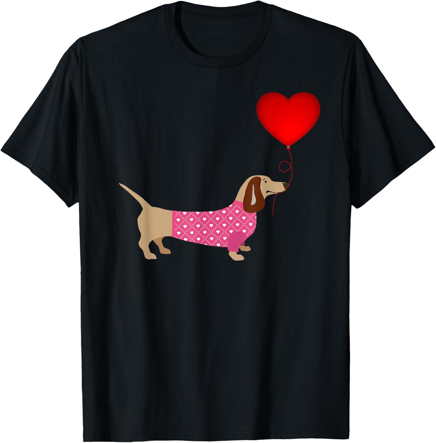 Valentines Weiner Daschund Doxie in Dog Dress T-Shirt - T-Shirt | Black
