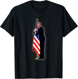 Funny Cute Trump Hug America Flag T-Shirt - T-Shirt | Black
