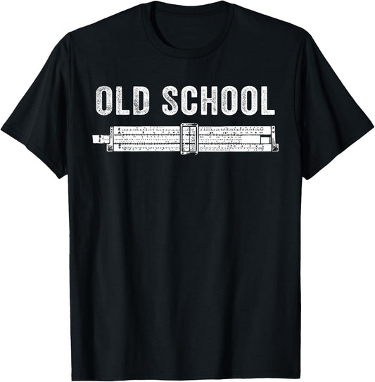 Old School Slide Rule Mechanical Analog Calculator T-Shirt - T-Shirt | Black