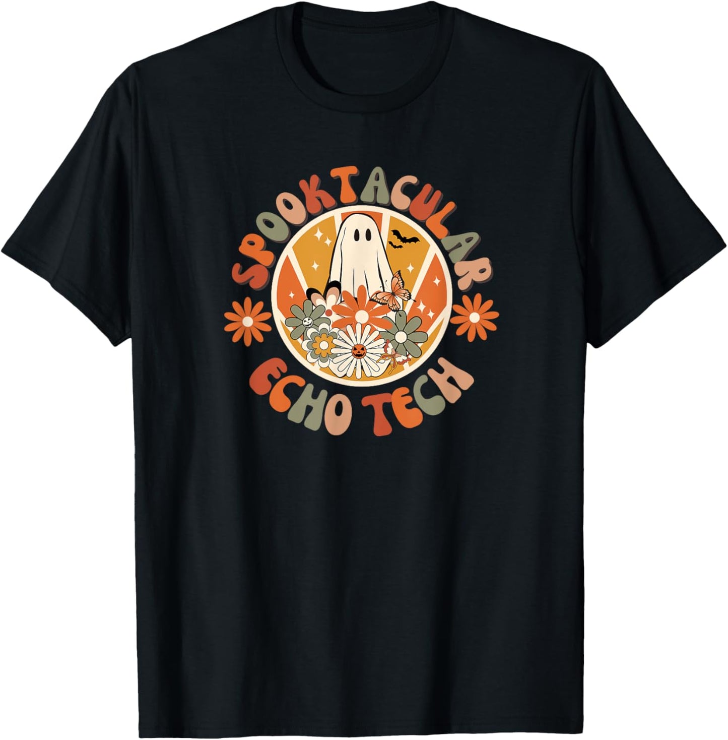 Spooktacular Echo Tech, Echocardiography Technologist Fall T-Shirt - T-Shirt | Black