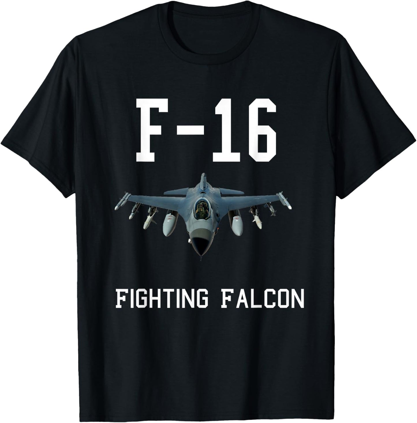 F-16 Fighting Falcon Jet Fighter Plane T Shirt T-Shirt - T-Shirt | Black