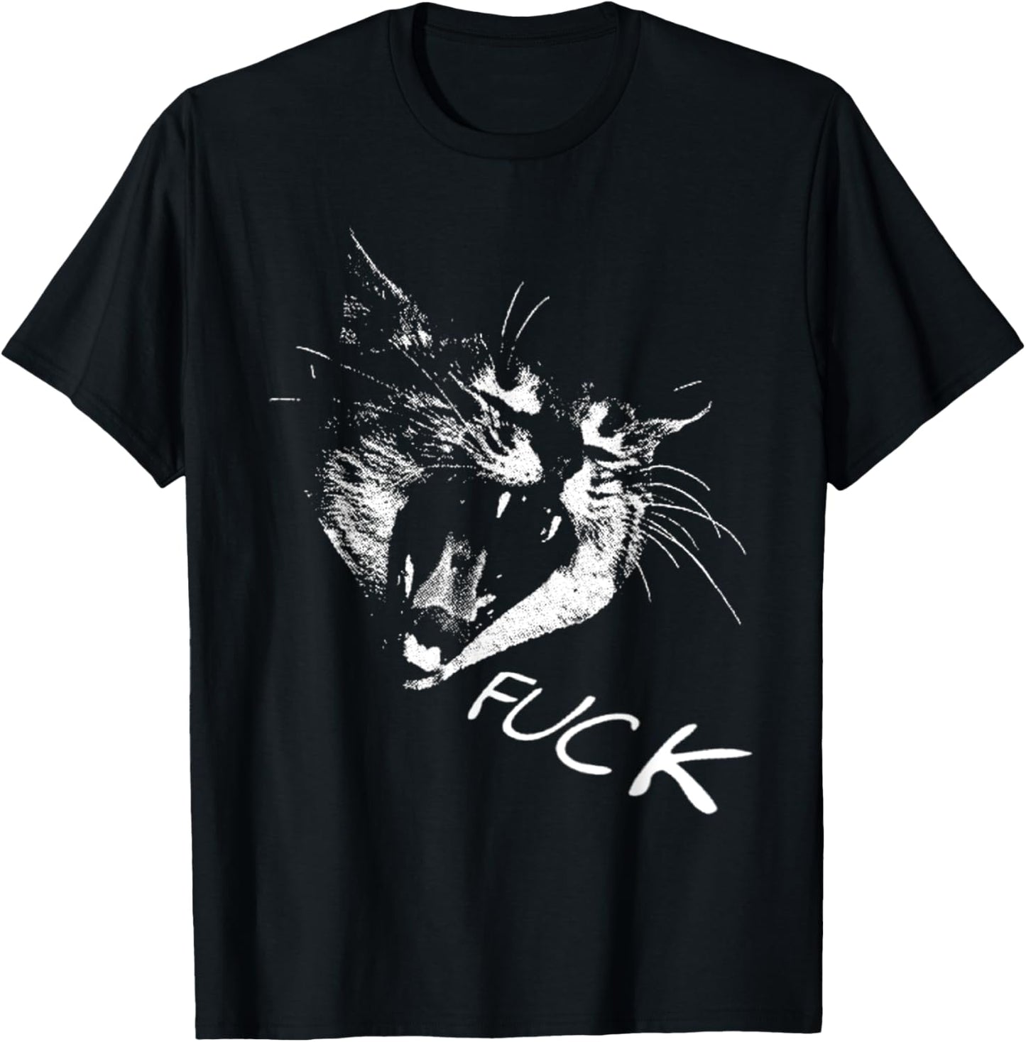 Angry - Screaming Cat - Fuck Yelling Art Women T-Shirt - T-Shirt | Black
