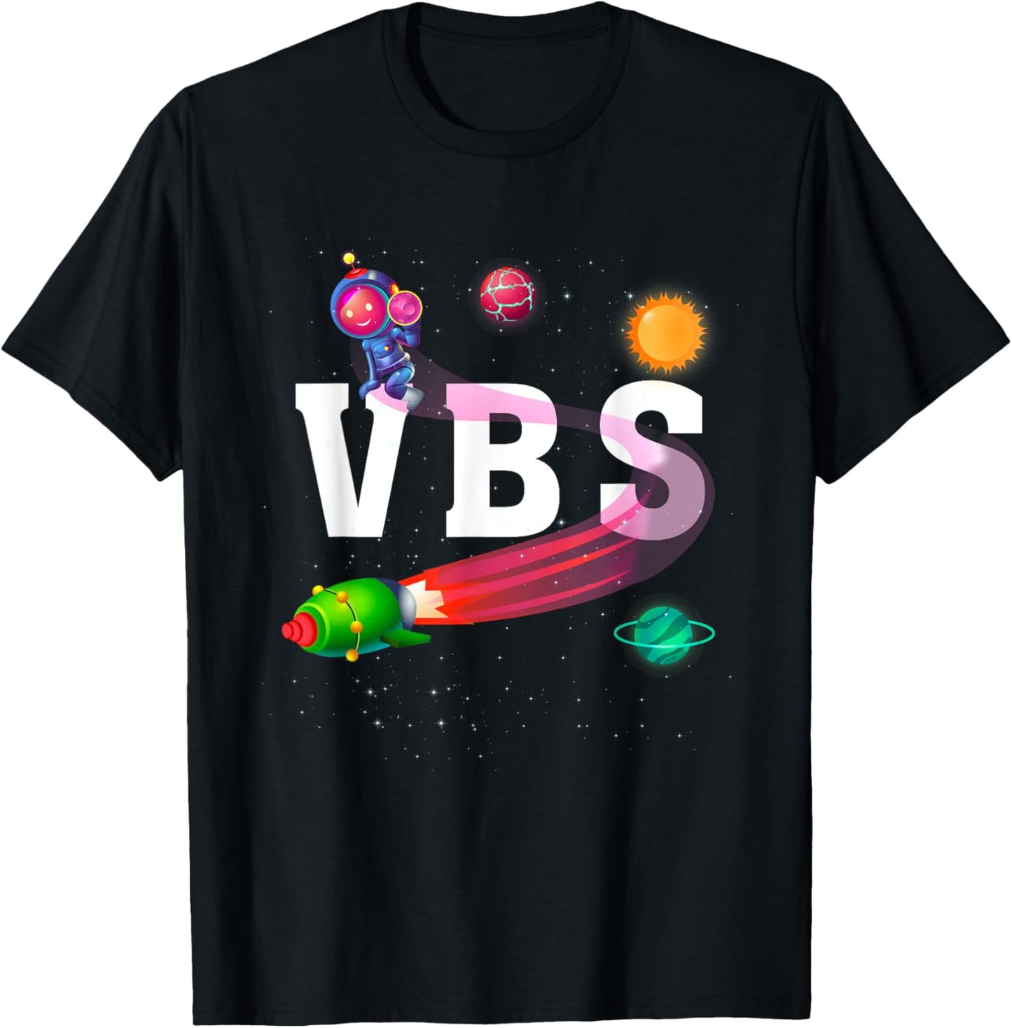 Kids VBS Crew Vacation Bible School Space Astronaut T-Shirt - T-Shirt | Black
