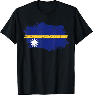 Nauru Flag Design Grunge Country Flag Nauru T-Shirt - T-Shirt | Black