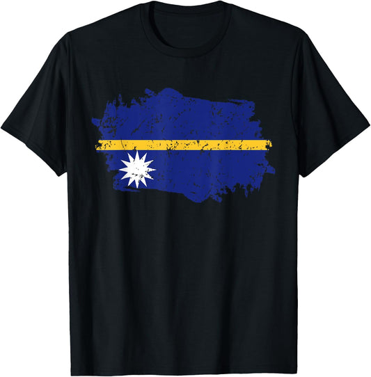 Nauru Flag Design Grunge Country Flag Nauru T-Shirt - T-Shirt | Black