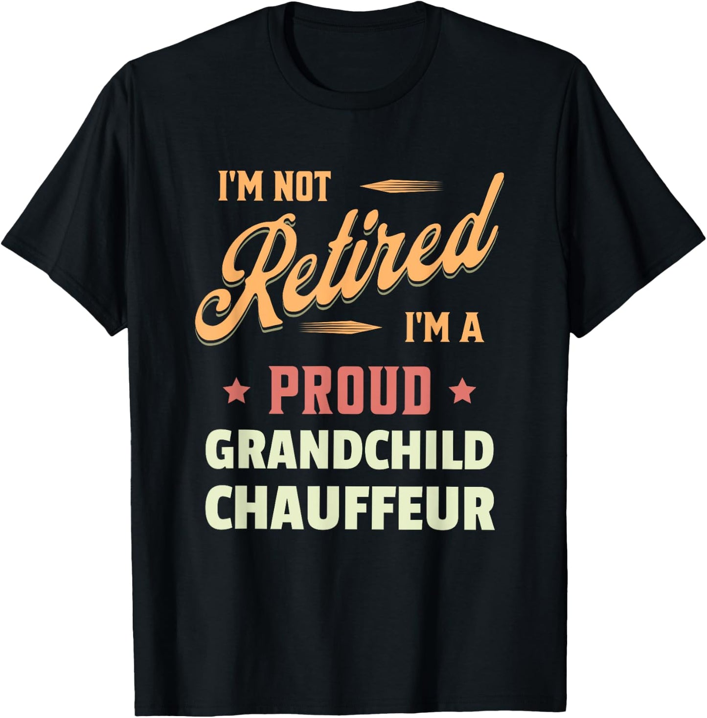 Grandma Grandpa Vintage Pensioner Grandson Chauffeur T-Shirt - T-Shirt | Black