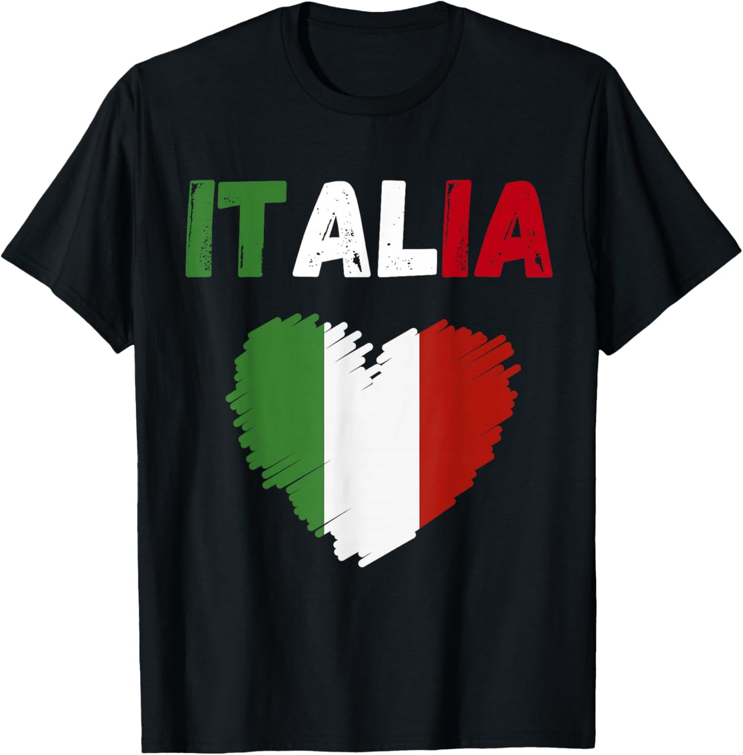 Italy Flag Holiday Italy Heart Italian Flag T-Shirt - T-Shirt | Black