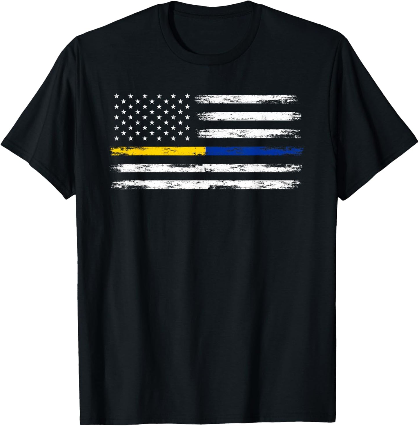 Gold Blue Line 911 Police Dispatcher First Responder T-Shirt - T-Shirt | Black