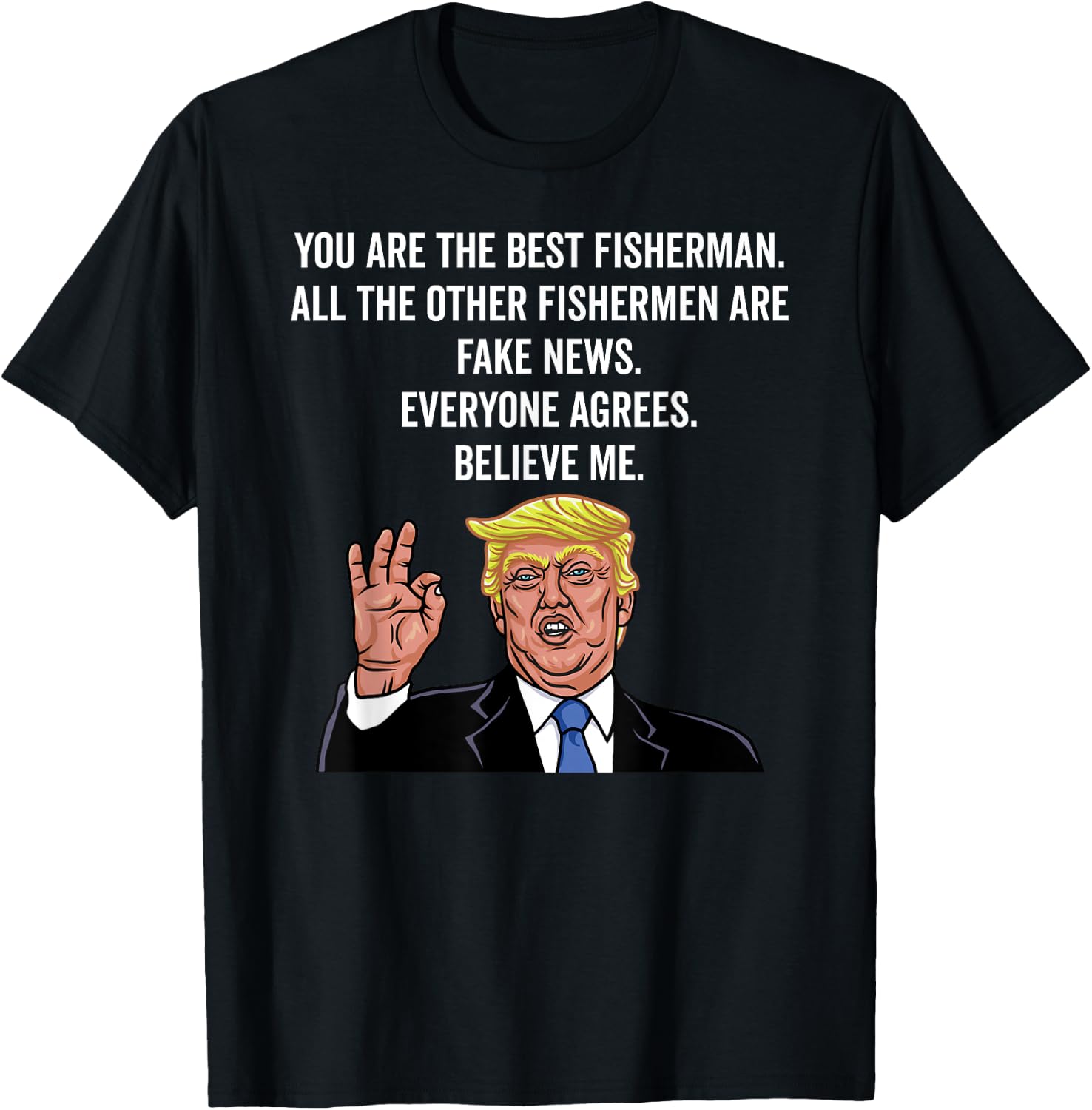 Trump Fisherman Funny Fisher Hook T-Shirt - T-Shirt | Black