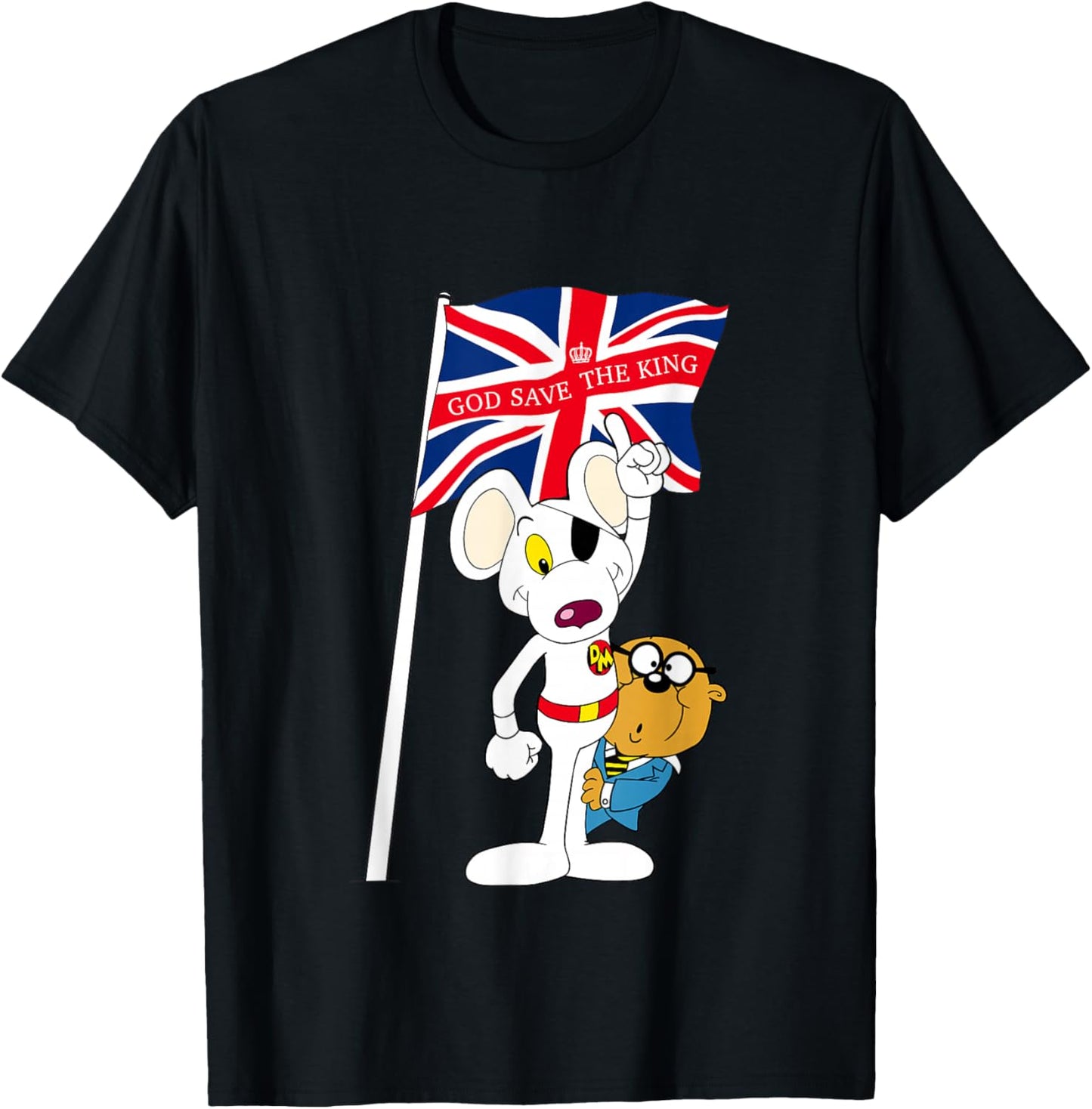 Danger Mouse Union Jack Flag God Save The King T-Shirt - T-Shirt | Black