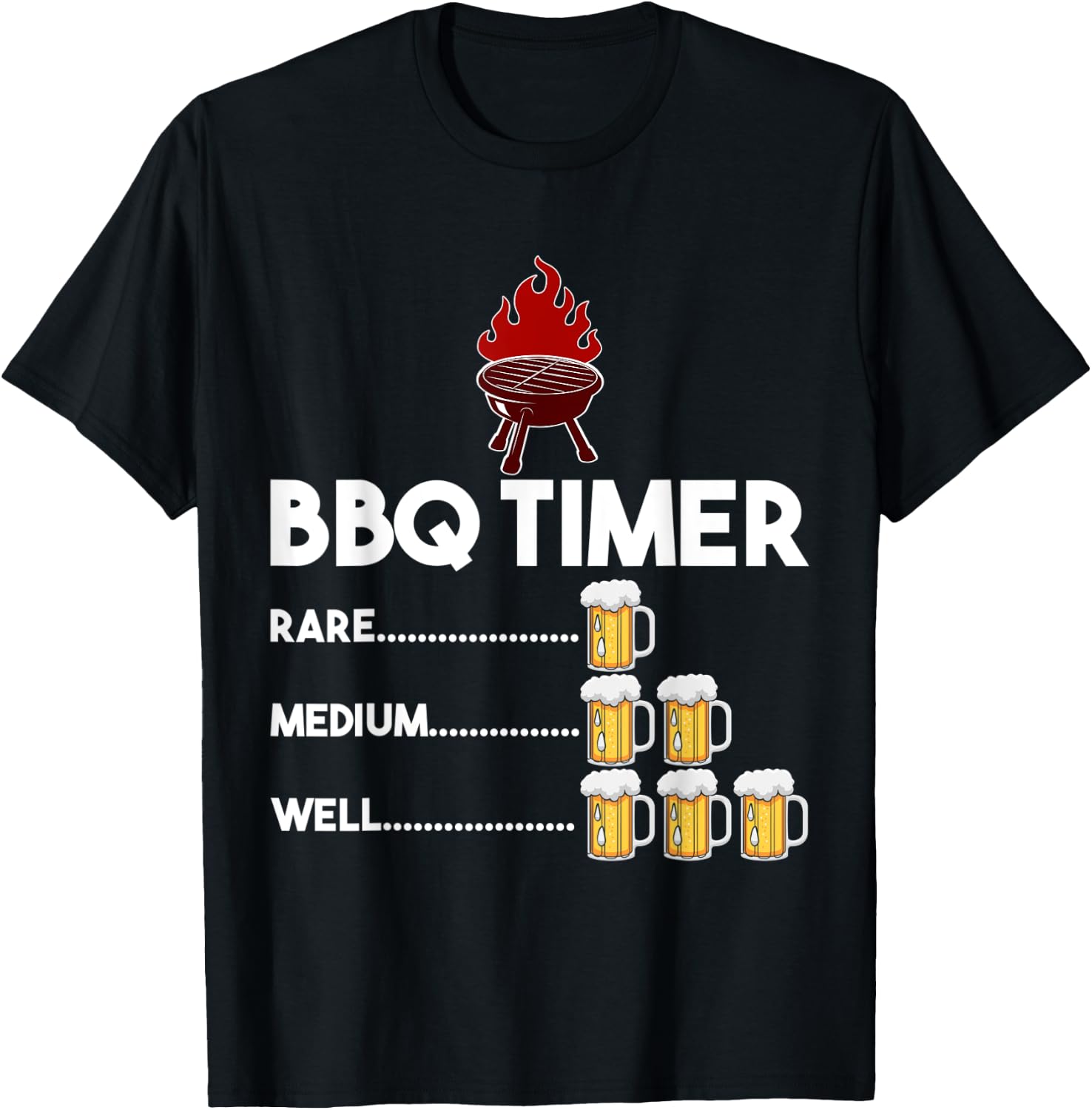 Rare Medium Well Funny BBQ Timer Beer Gift Barbecue T-Shirt - T-Shirt | Black
