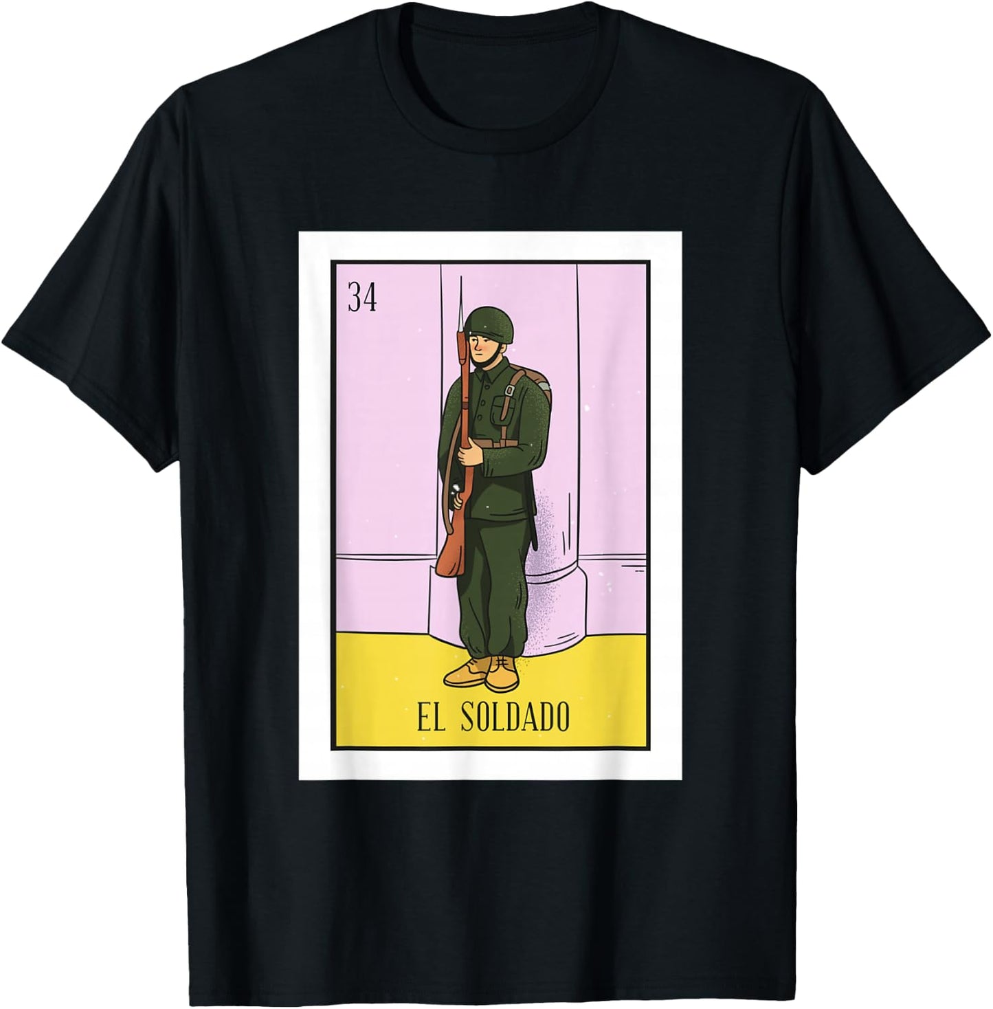El Soldado Lottery Gift The Soldier Card Mexican Lottery T-Shirt - T-Shirt | Black