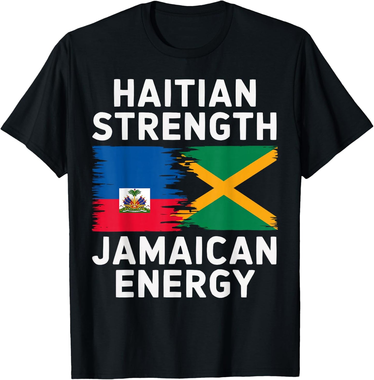 Half Haitian Half Jamaican Jamaica Flag Haiti T-Shirt - T-Shirt | Black