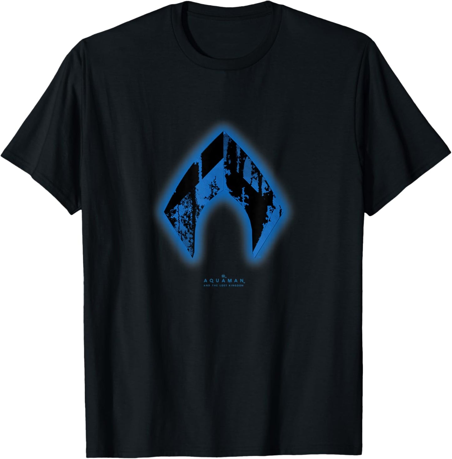 Aquaman And The Lost Kingdom Underwater Themed Texture Logo T-Shirt - T-Shirt | Black