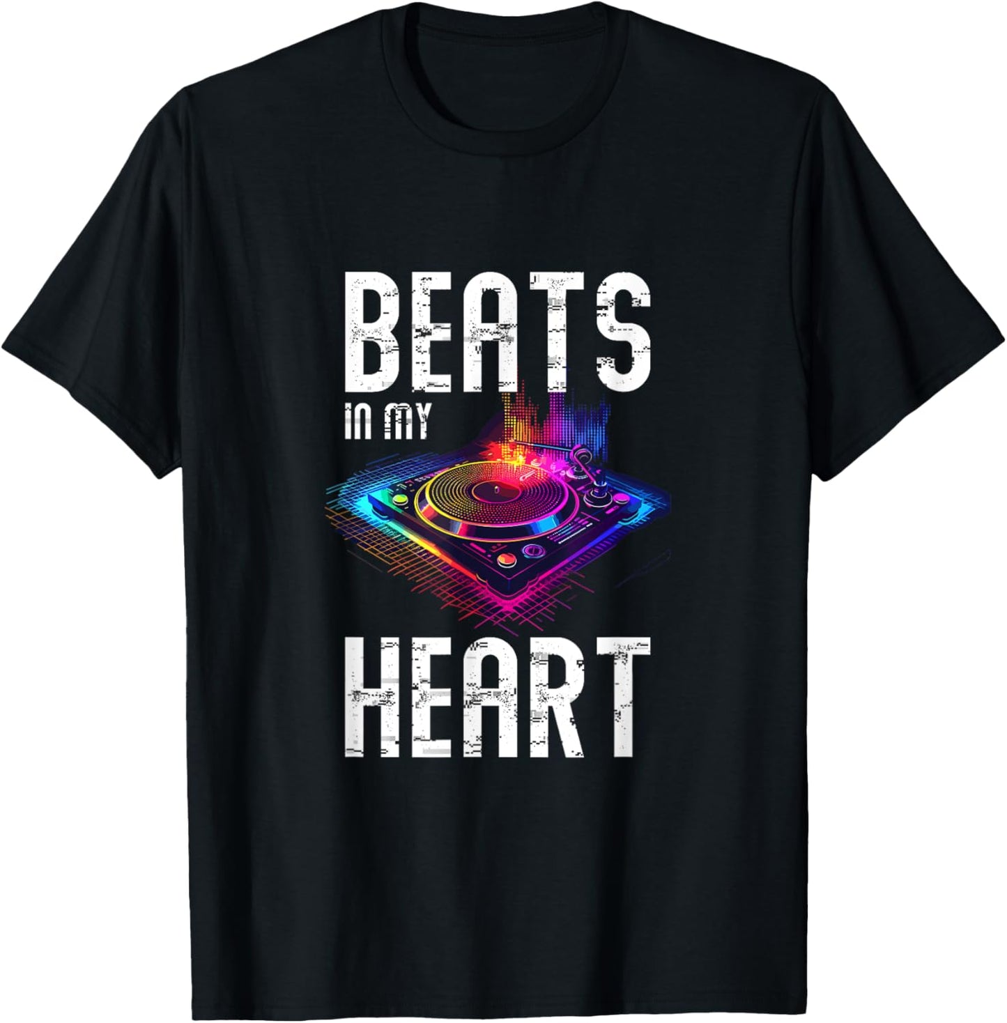 Beats In My Heart Colorful Music Vibes T-Shirt - T-Shirt | Black
