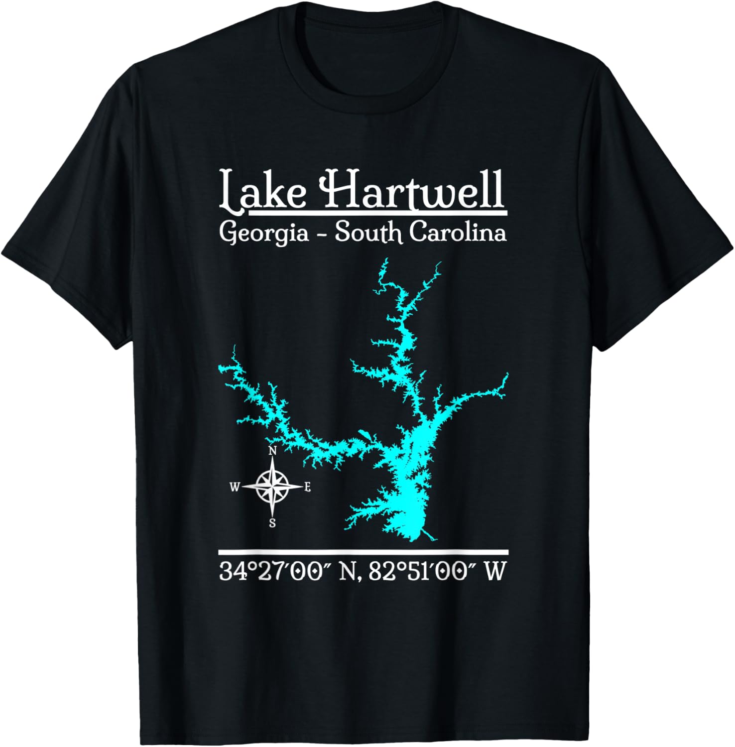 Lake Hartwell - Georgia, South Carolina T-Shirt - T-Shirt | Black