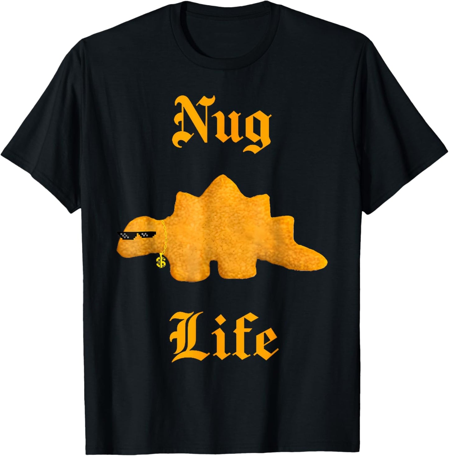 Nug Life Dino Nuggs Dino Chicken Nuggets Dinosaur Nugget T-Shirt - T-Shirt | Black
