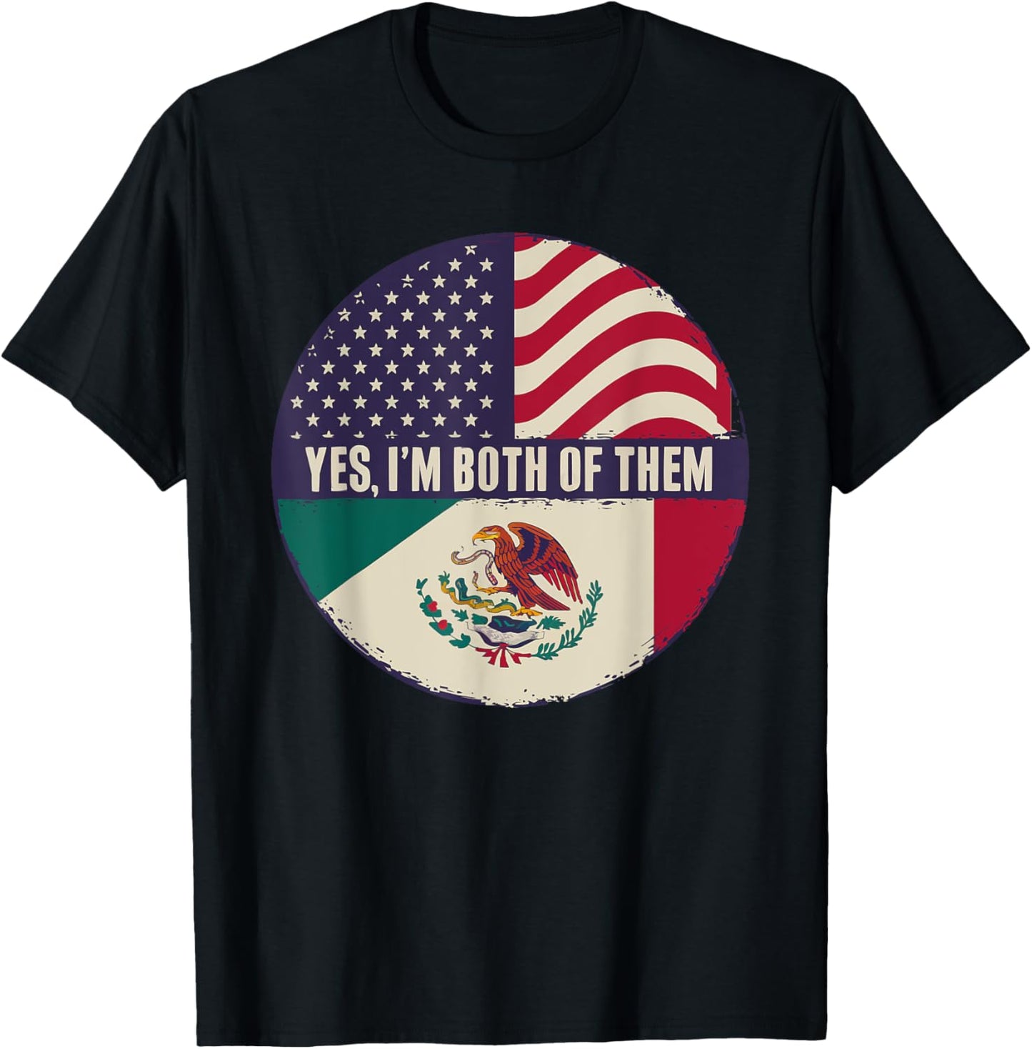 Half Mexican Half American USA Flag Mexico America T-Shirt - T-Shirt | Black