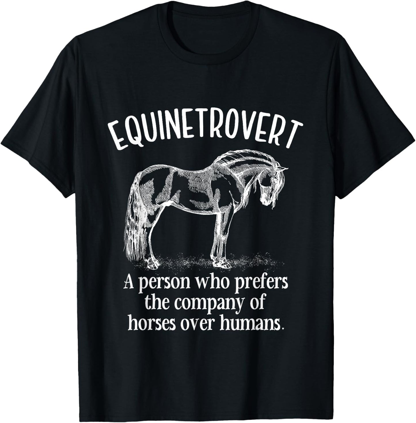 Equinetrovert Funny Horses Riding Horse Lover Equestrian T-Shirt - T-Shirt | Black