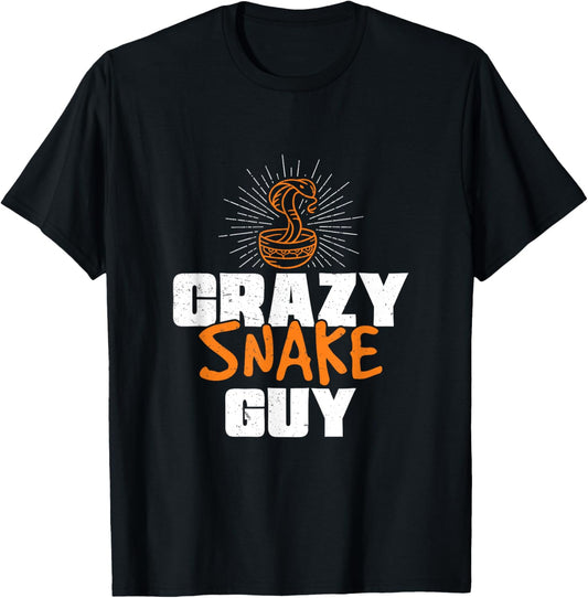 Funny Crazy Snake Guy For Snake Charmers Snake Charming Fans T-Shirt - T-Shirt | Black