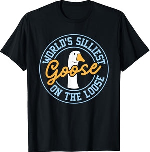 World's Silliest Goose On The Loose Funny Goose Meme Silly T-Shirt - T-Shirt | Black