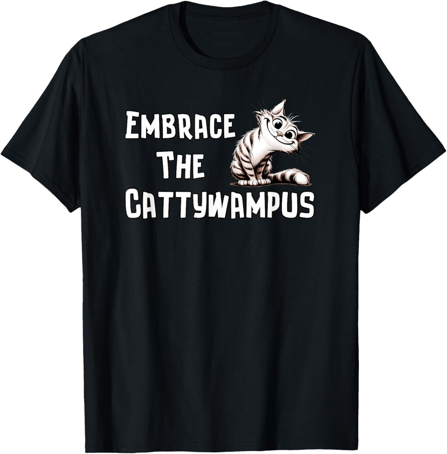 Whimsical Embrace The Cattywampus Quirky Cat Funny T-Shirt - T-Shirt | Black