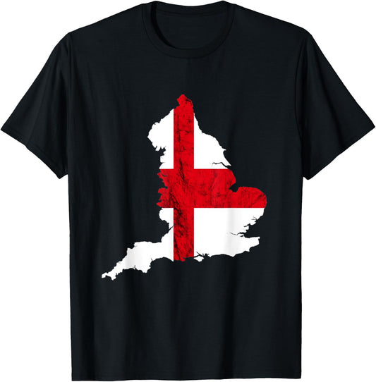 England Flag Country Map English Roots English Pride England T-Shirt - T-Shirt | Black