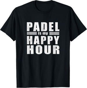 Funny Padel Inspired Happy Hour Practice Meme Gag Gift T-Shirt - T-Shirt | Black