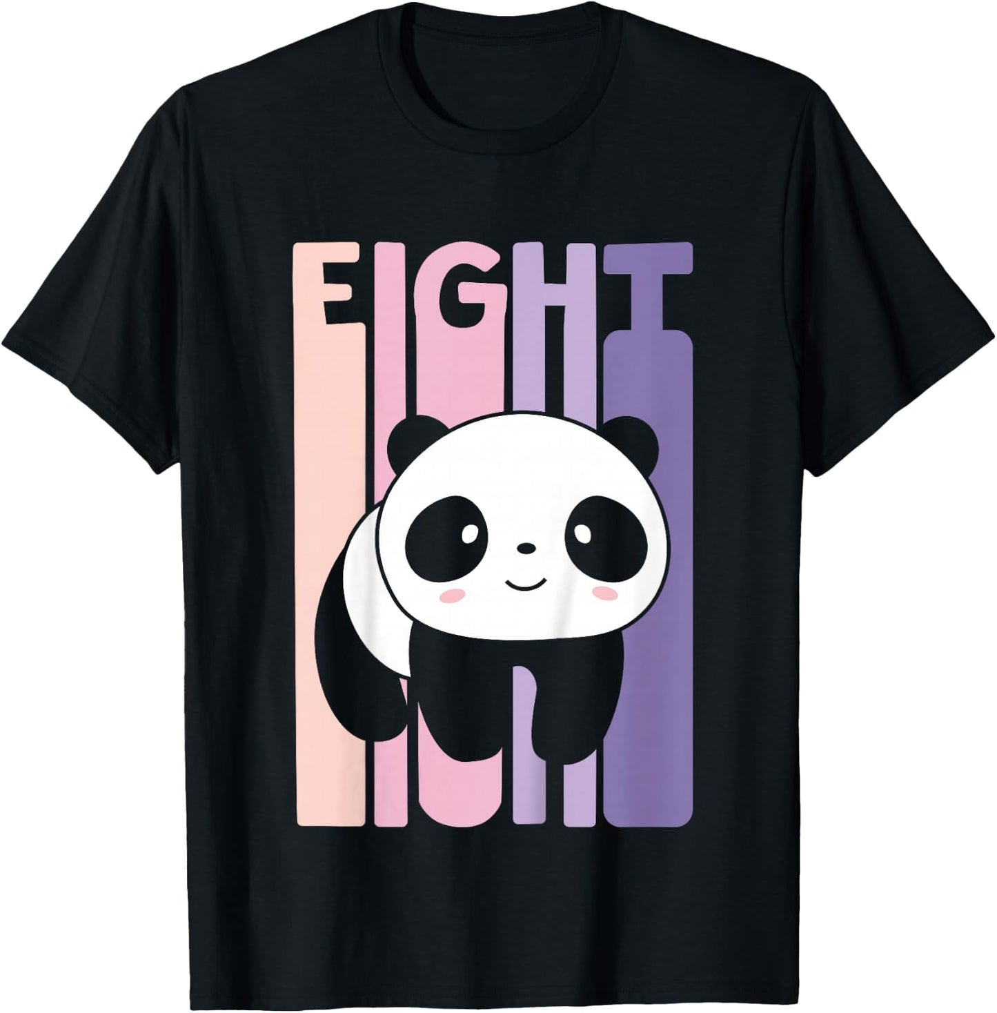 8 Year Old Cute Panda Birthday Girl 8th B-day T-Shirt - T-Shirt | Black