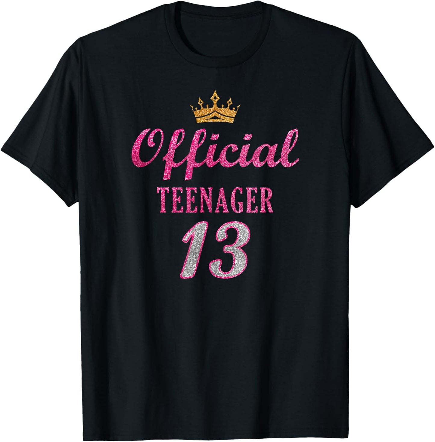 Official 13 Teenager Cute Thirteen 13th Birthday For Girls T-Shirt - T-Shirt | Black