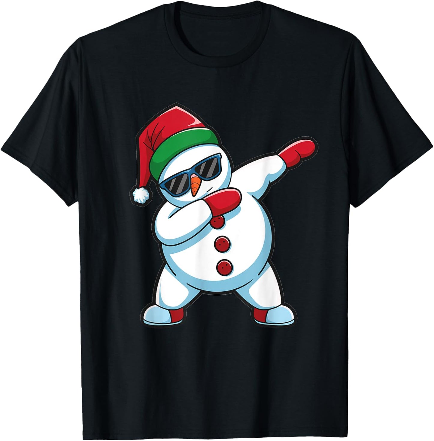 Dabbing Snowman Christmas Xmas T-Shirt - T-Shirt | Black