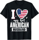 I Love My Hot American Husband Cute USA Flag Heart T-Shirt - T-Shirt | Black
