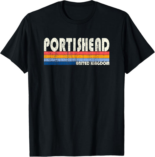 Retro Vintage 70er 80er Jahre Style Portishead, Großbritannien T-Shirt - T-Shirt | Black