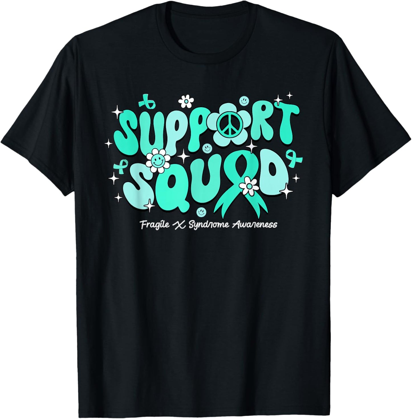 Groovy Support Squad Fragile X Syndrome Awareness Gifts T-Shirt - T-Shirt | Black