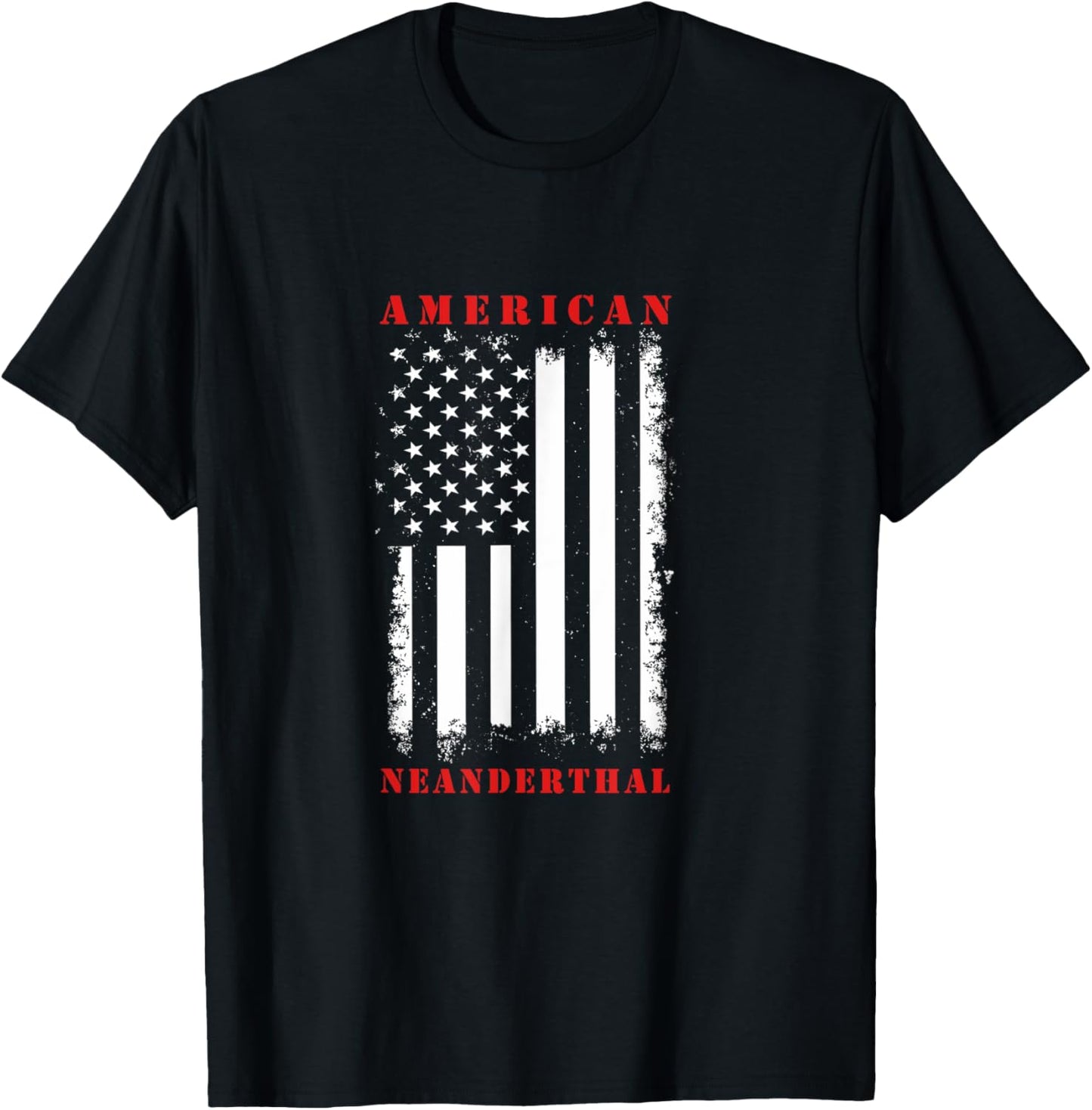 4th Of July US Flag Caveman American Neanderthal T-Shirt - T-Shirt | Black