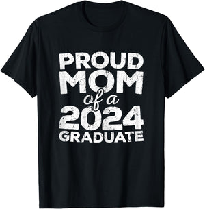 Proud Mom Of A 2024 Graduate Senior Class Graduation T-Shirt - T-Shirt | Black
