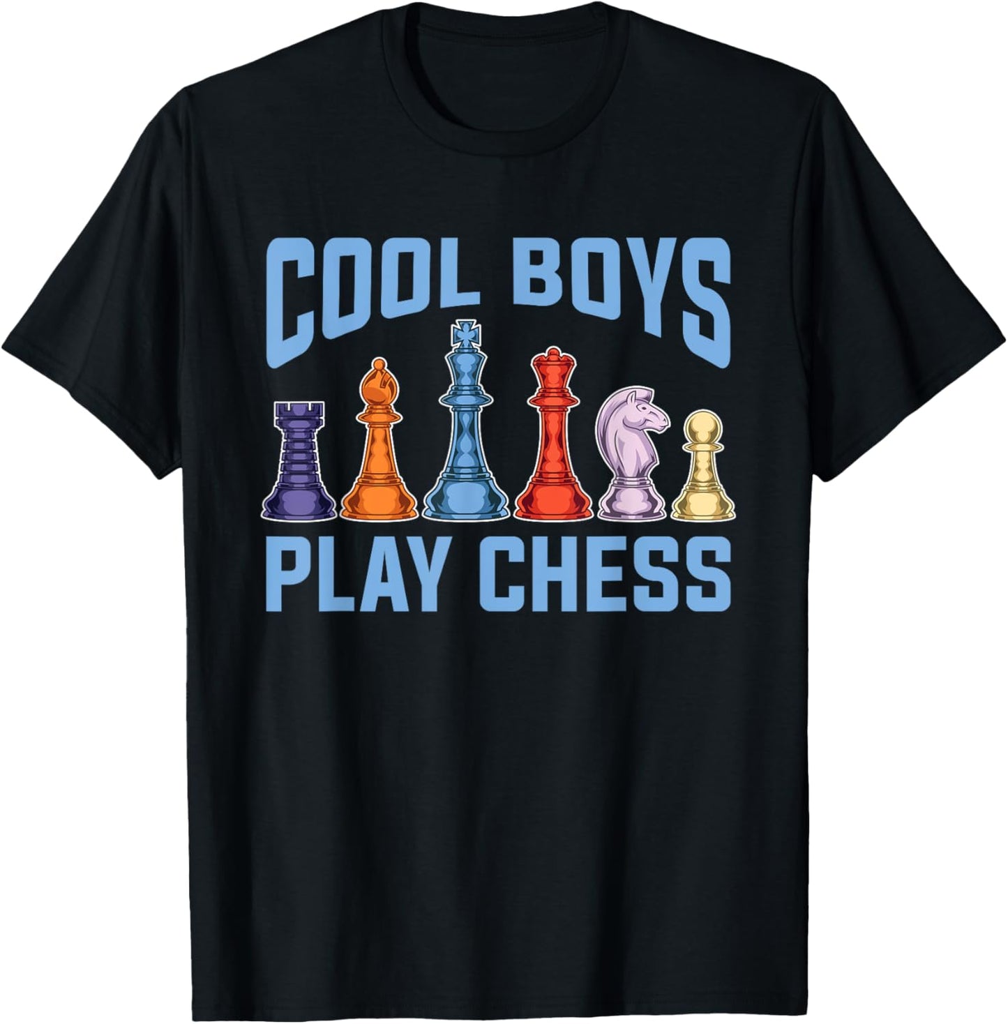 Farbenfrohe Schachfiguren Schachspieler Jungen Schach T-Shirt - T-Shirt | Black
