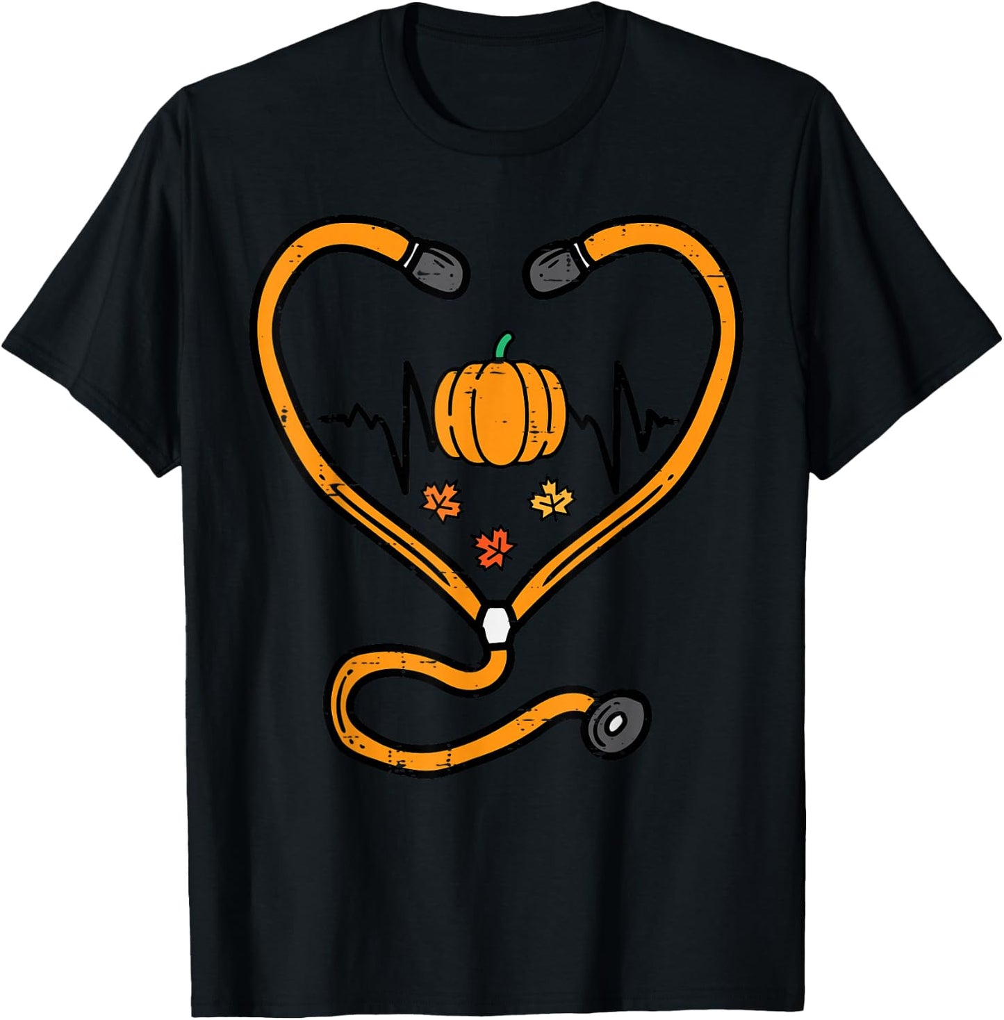 Thanksgiving Nurse Stethoscope Fall Scrub RN ICU ER Doctor T-Shirt - T-Shirt | Black
