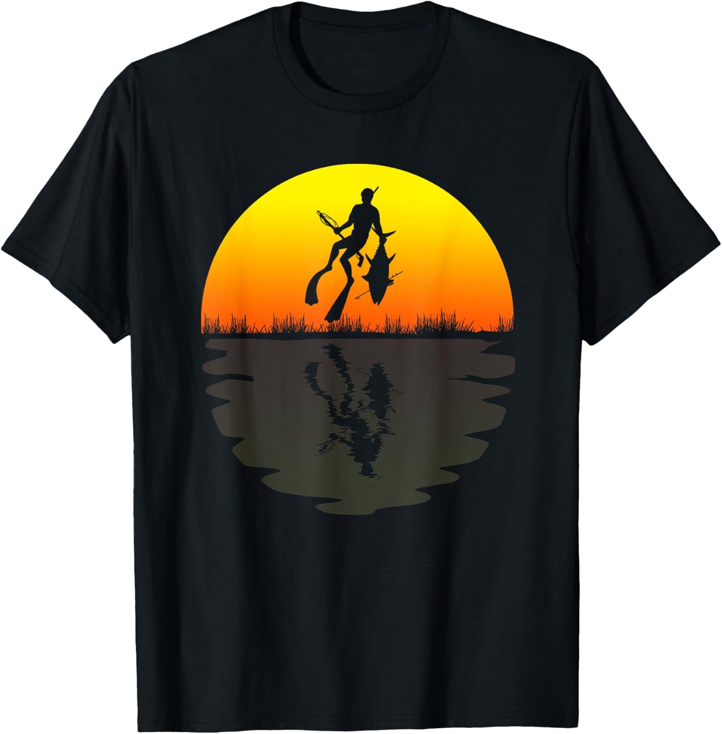 Spearfishing shirt retro sunset 70s vintage Spearfishing T-Shirt - T-Shirt | Black