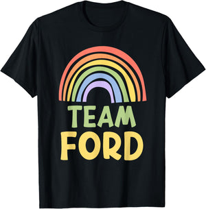 Happy Colorful Team Ford Rainbow Pride Green Yellow T-Shirt - T-Shirt | Black